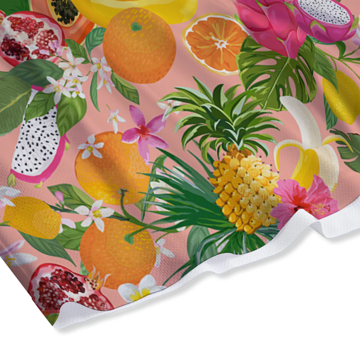 Fruit Leaf Tropical Print Pattern Mesh Shorts - Image 4