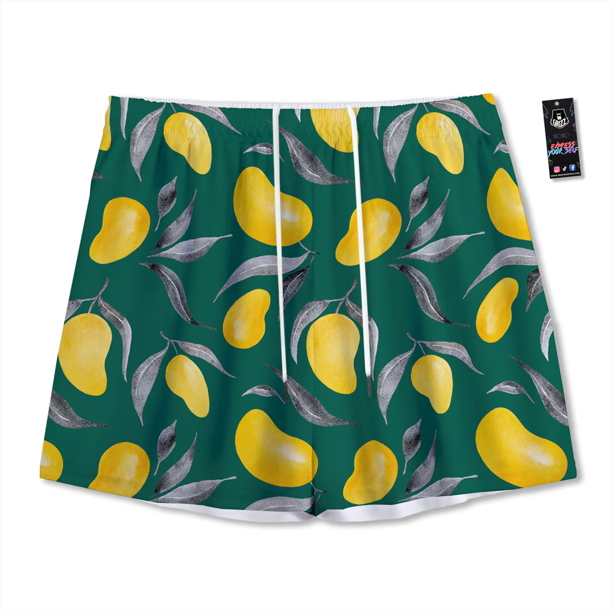 Fruit Mango Yellow Print Pattern Mesh Shorts