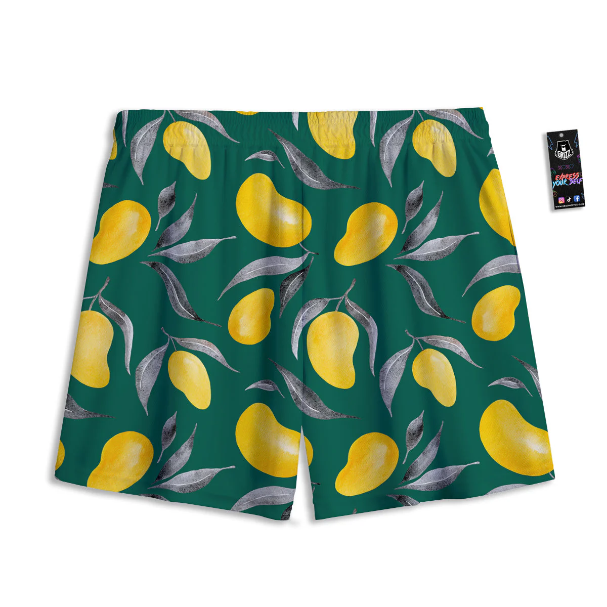Fruit Mango Yellow Print Pattern Mesh Shorts - Image 2