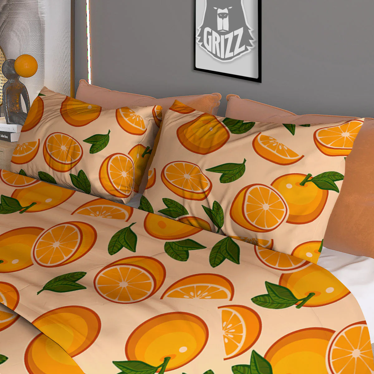 Fruit Orange Print Pattern Duvet Cover Bedding Set - Image 3