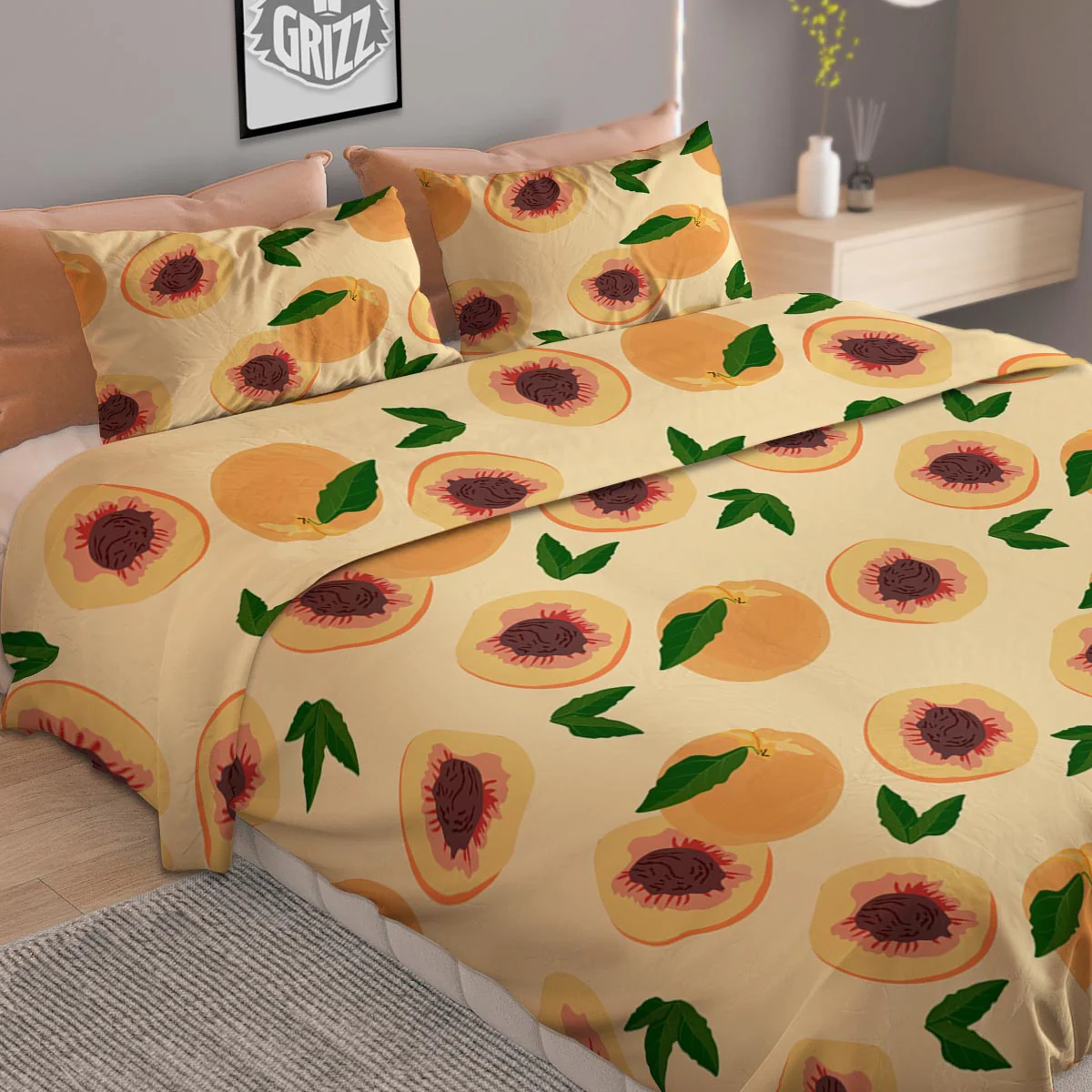 Fruit Ripe Apricot Print Pattern Duvet Cover Bedding Set - Image 2