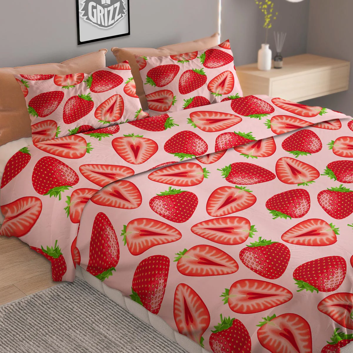 Fruit Strawberry Print Pattern Duvet Cover Bedding Set - Image 2