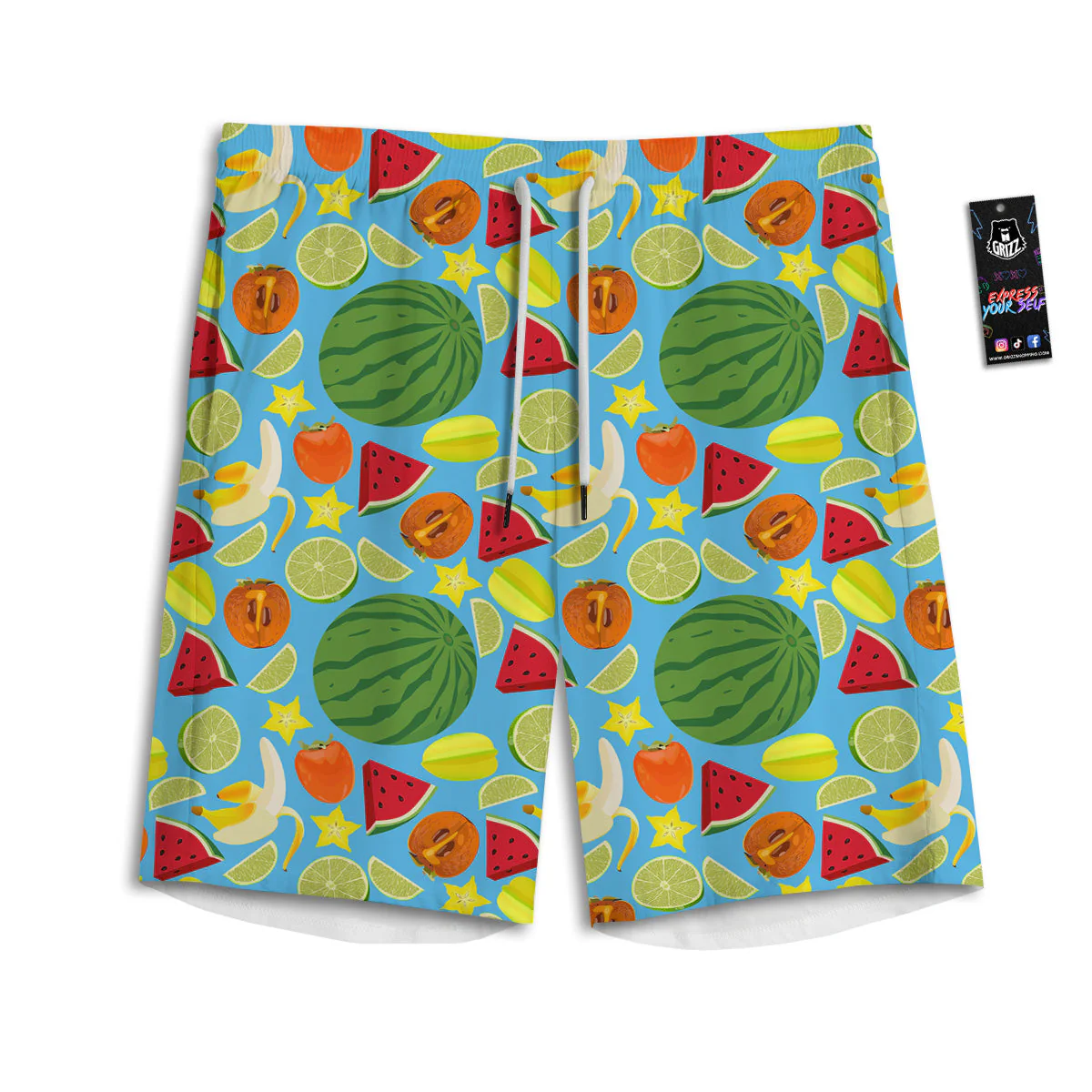 Fruits Depicting Print Pattern Men's Athletic Shorts
