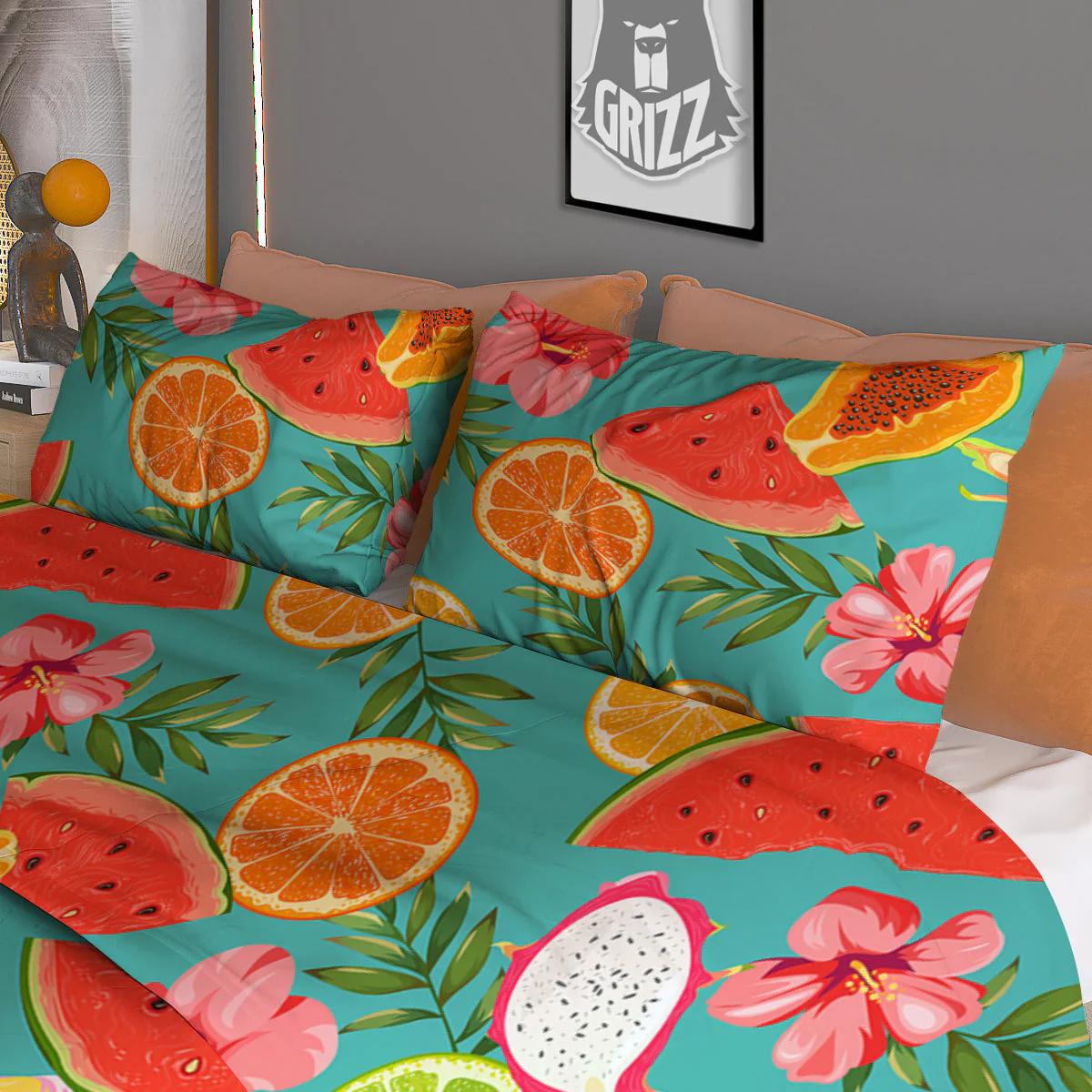 Fruits Tropical Paradise Print Pattern Duvet Cover Bedding Set - Image 3