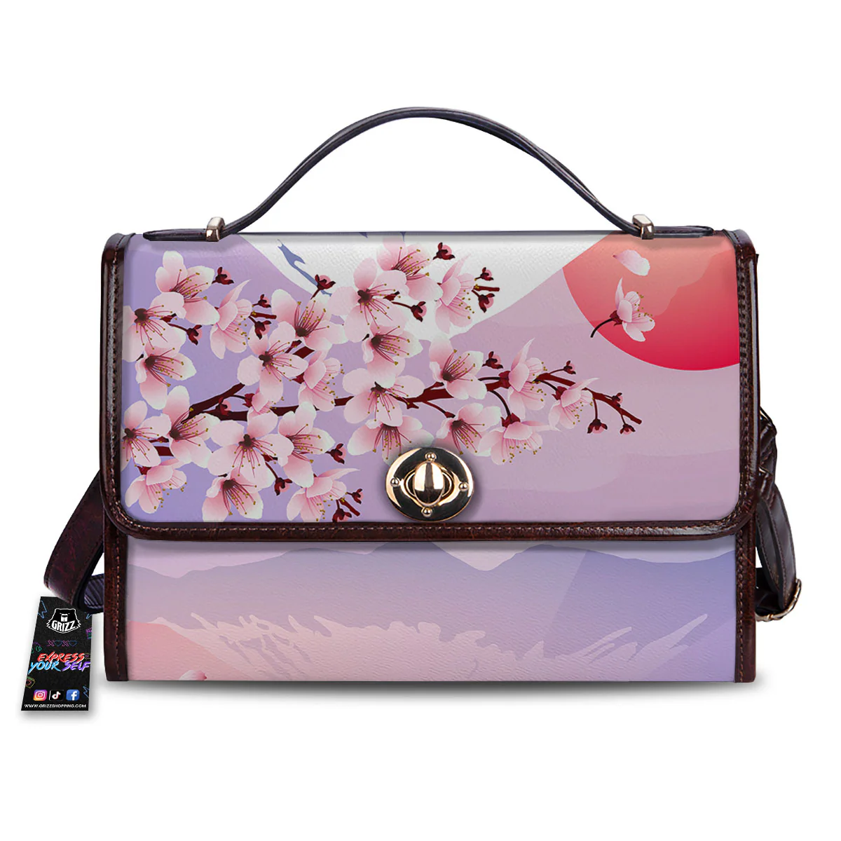 Fuji Mount And Cherry Blossom Print Women's Satchel Bag