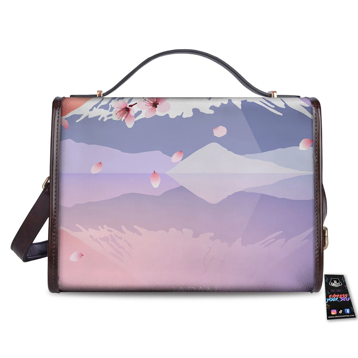 Fuji Mount And Cherry Blossom Print Women's Satchel Bag - Image 2