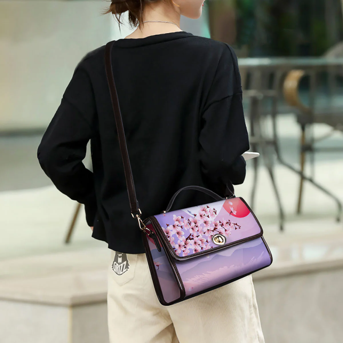 Fuji Mount And Cherry Blossom Print Women's Satchel Bag - Image 3