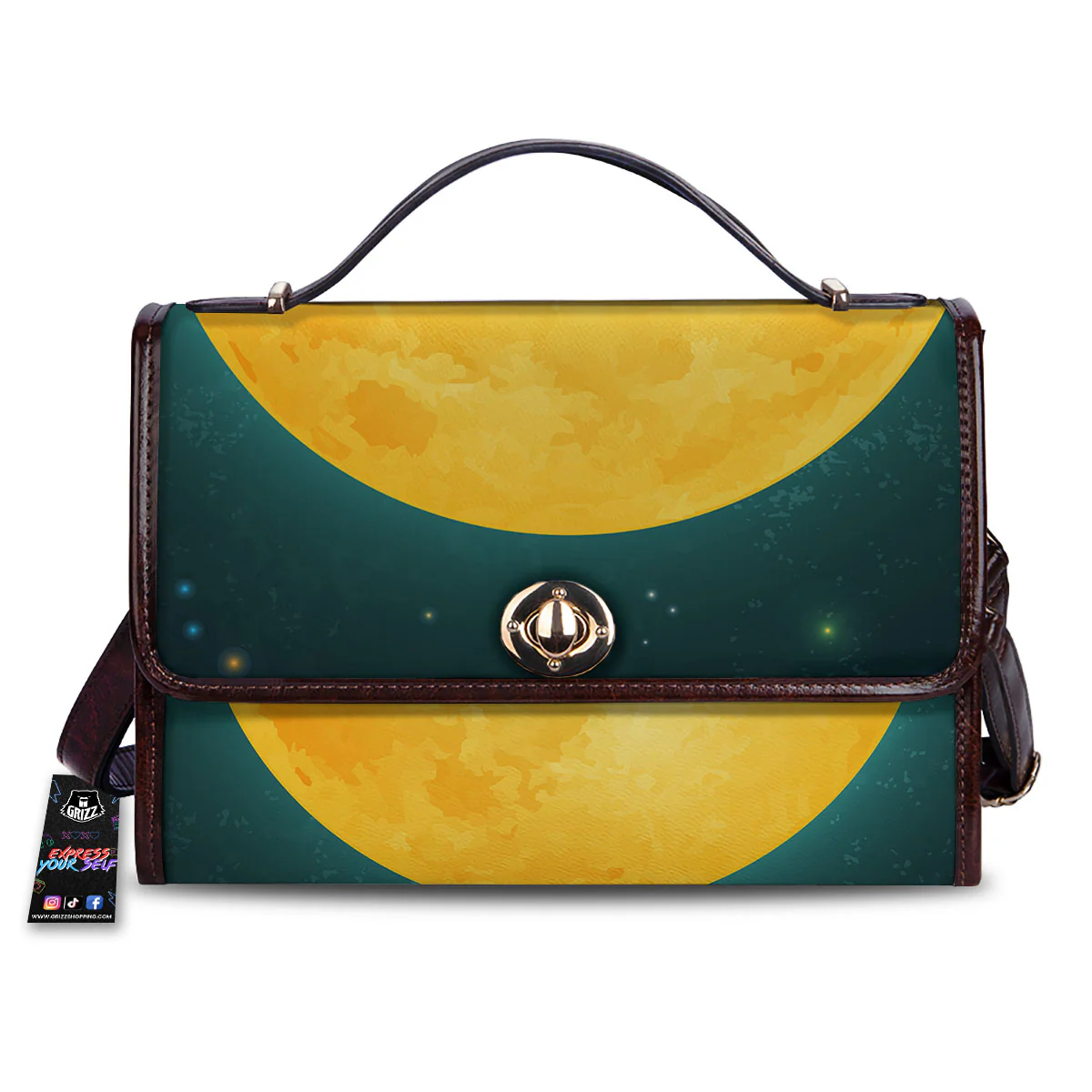 Full Moon Yellow Print Women's Satchel Bag