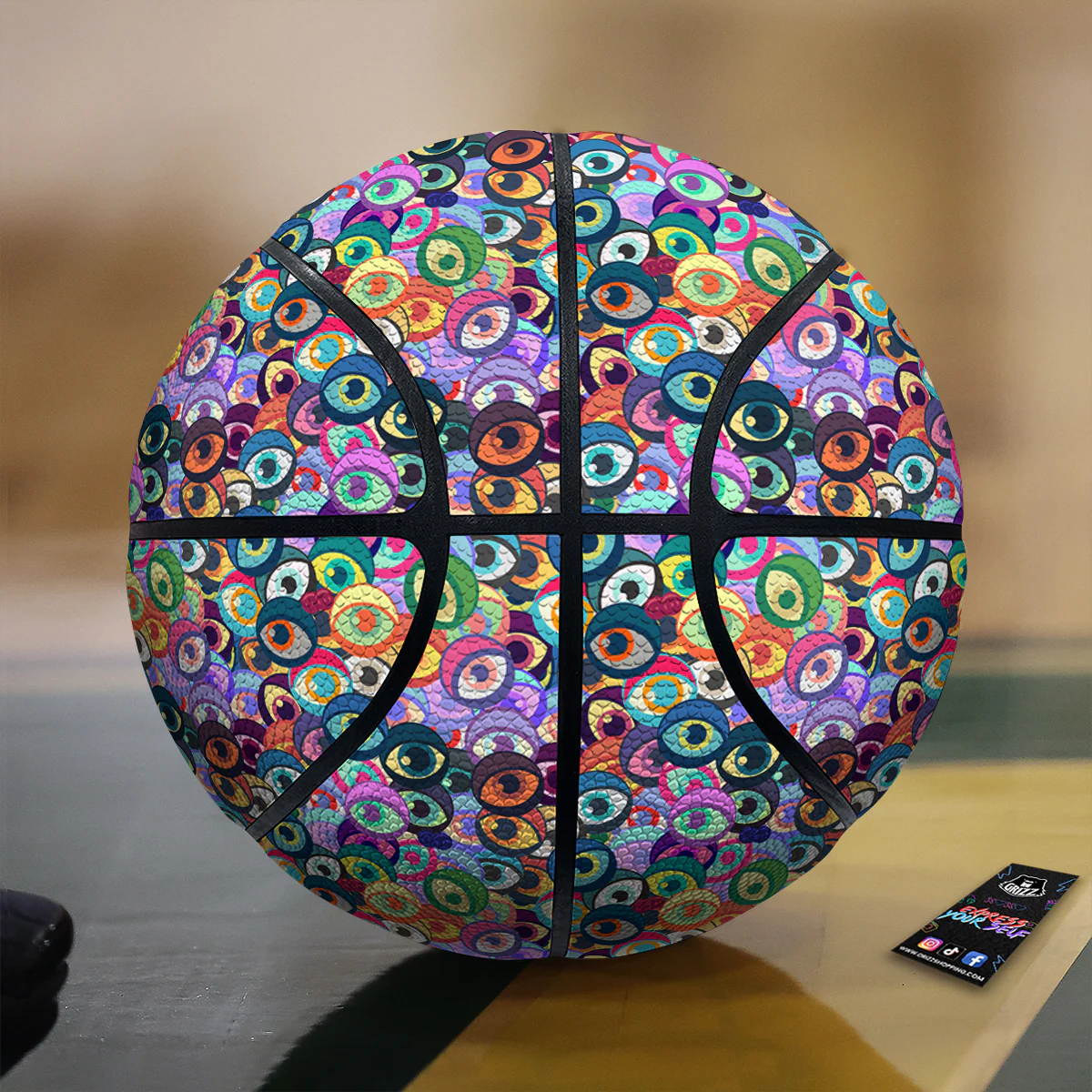 Funny Eyes Colorful Print Pattern Basketball