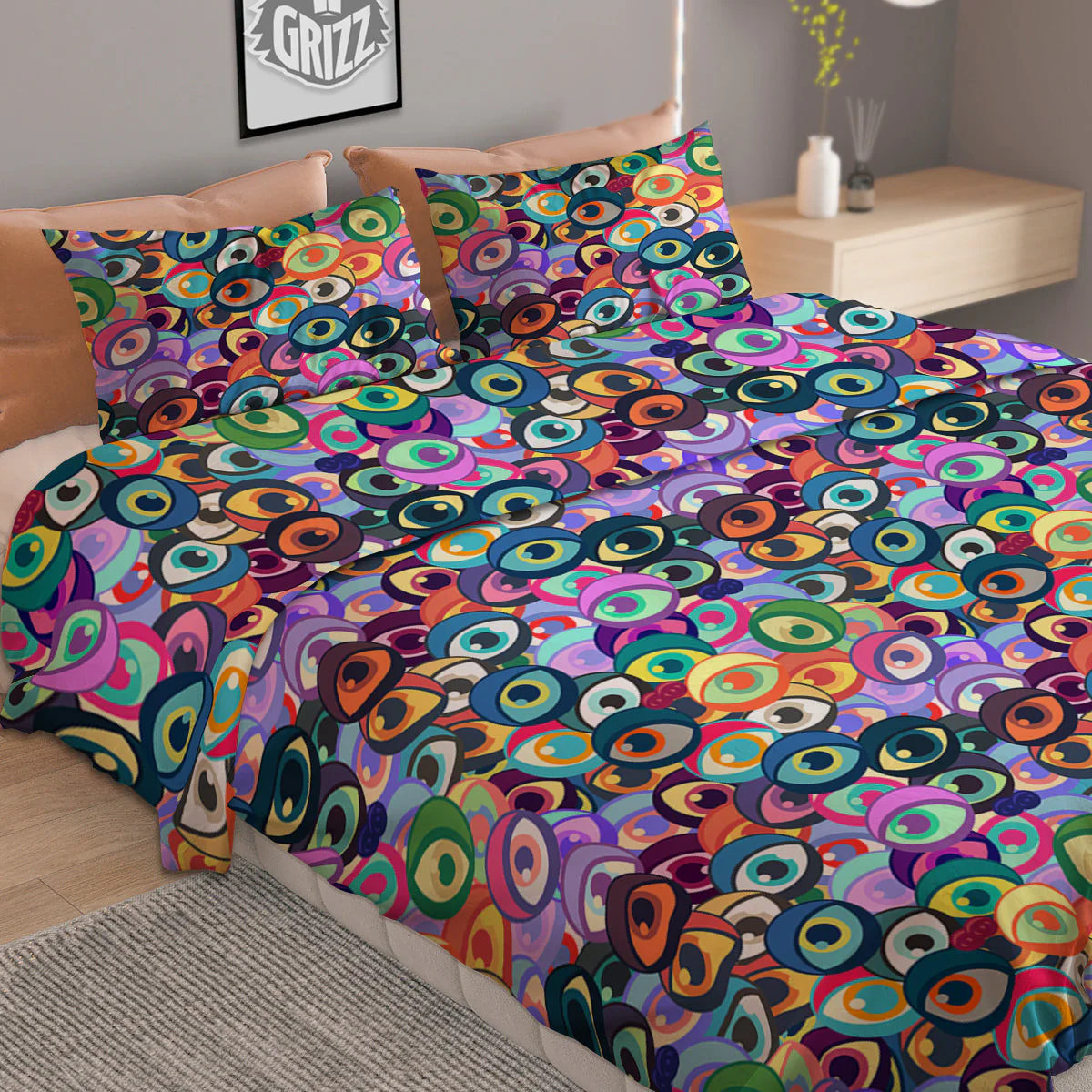 Funny Eyes Colorful Print Pattern Duvet Cover Bedding Set - Image 2