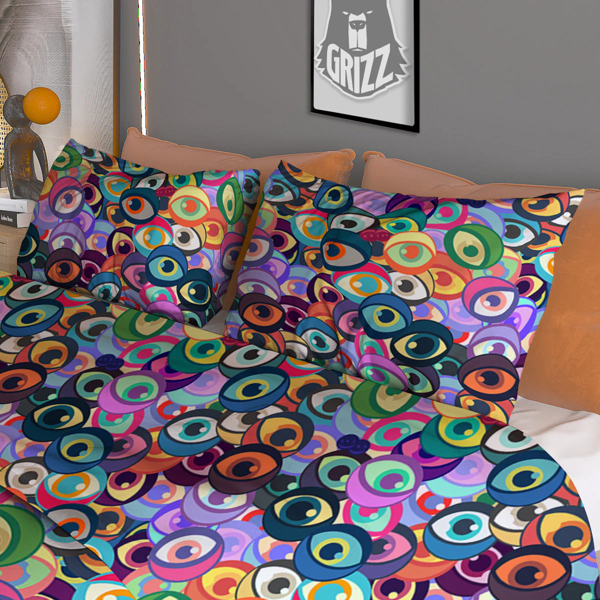 Funny Eyes Colorful Print Pattern Duvet Cover Bedding Set - Image 3