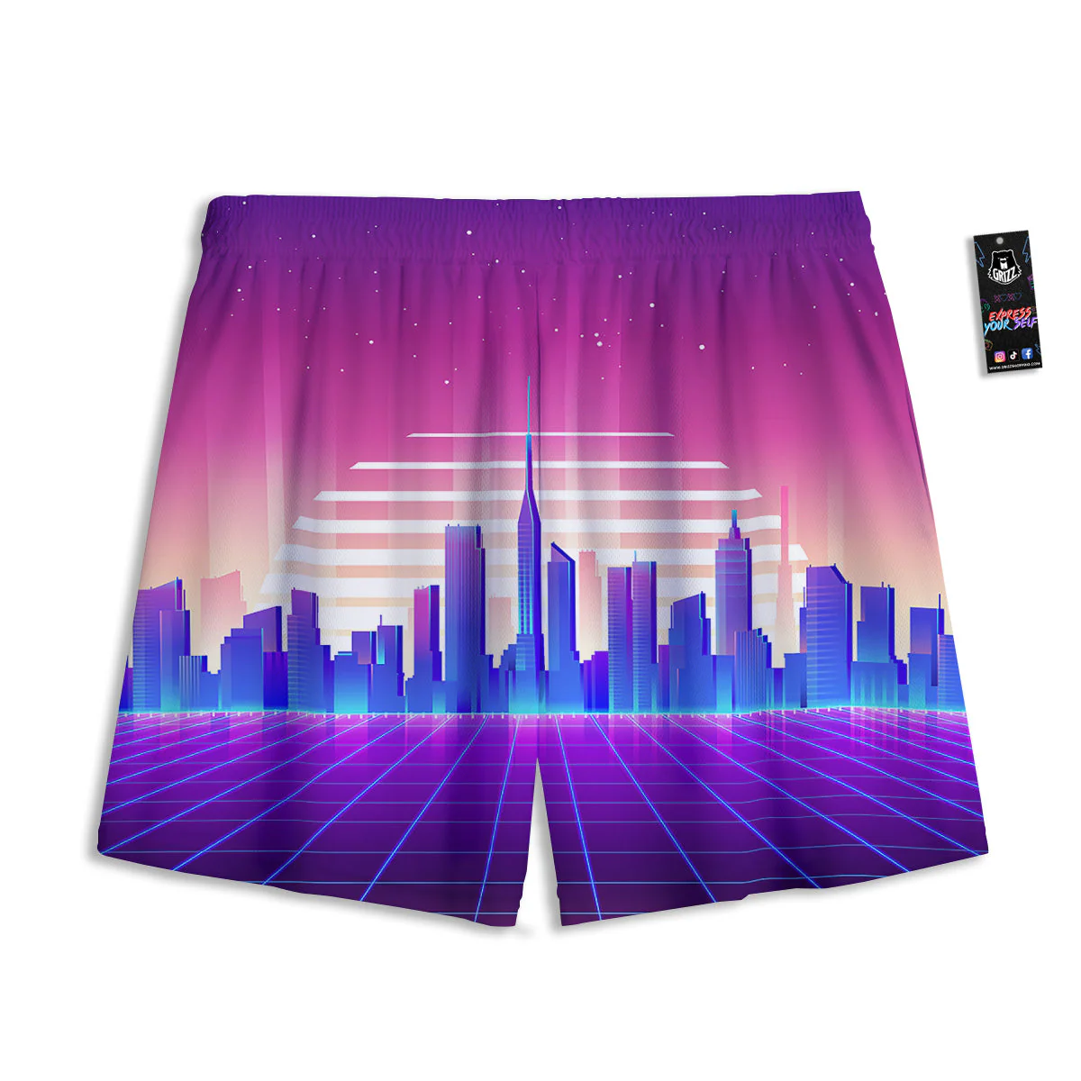 Futuristic City Print Mesh Shorts - Image 2