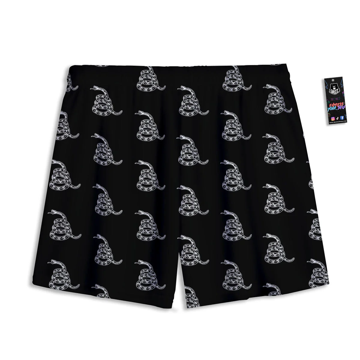 Gadsden Flag Symbol Print Pattern Mesh Shorts - Image 2
