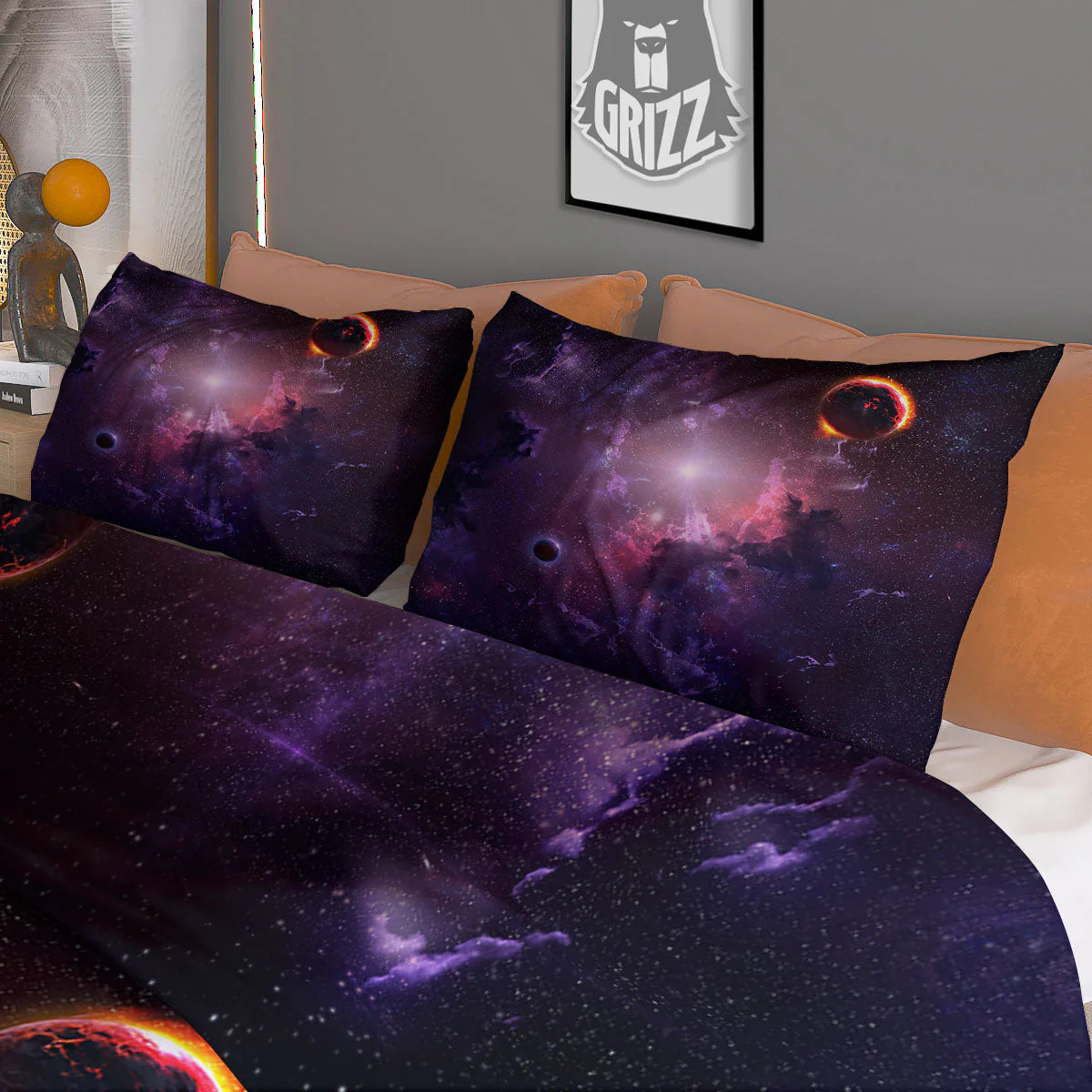 Galaxy Deep Space Light Stardust Print Duvet Cover Bedding Set - Image 3