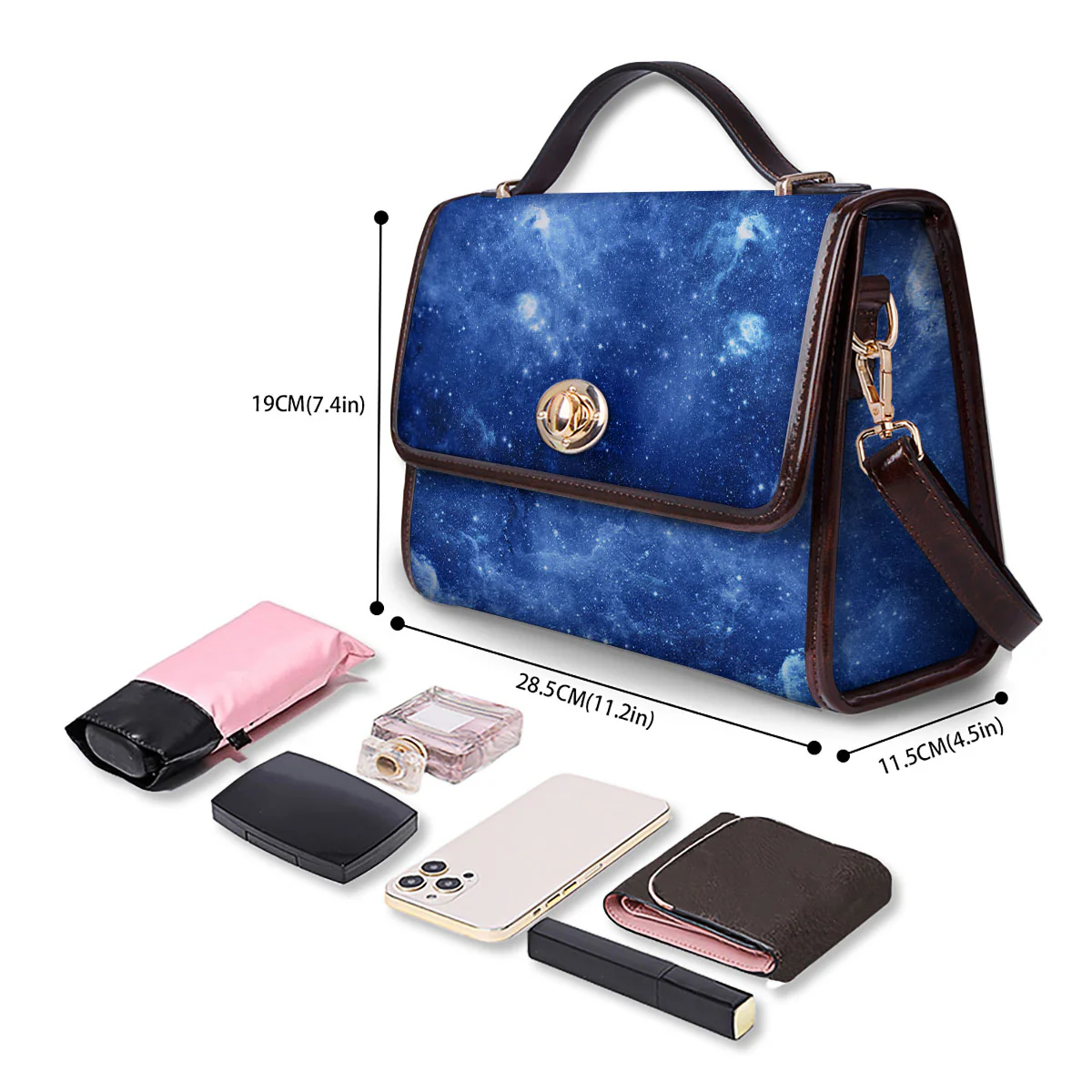 Galaxy Deep Space Nebula Universe Print Women's Satchel Bag - Image 4