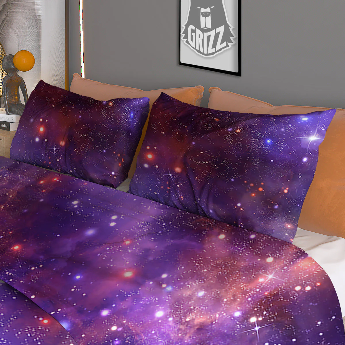 Galaxy Outer Space Dark Purple Print Duvet Cover Bedding Set - Image 3