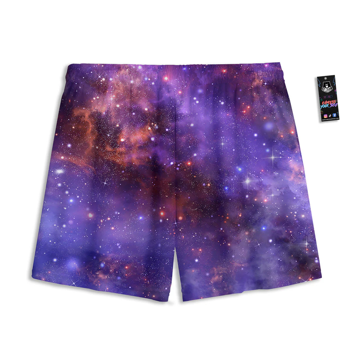 Galaxy Outer Space Dark Purple Print Mesh Shorts - Image 2