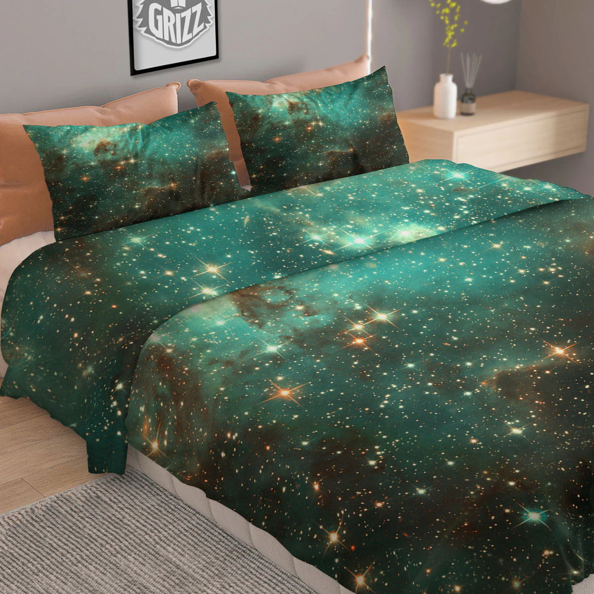 Galaxy Space Abstract Cloud Nebula Print Duvet Cover Bedding Set - Image 2