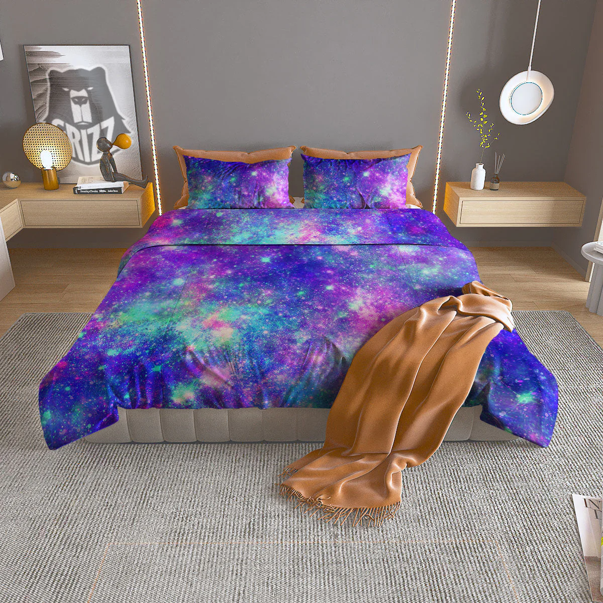Galaxy Space Abstract Colorful Print Duvet Cover Bedding Set