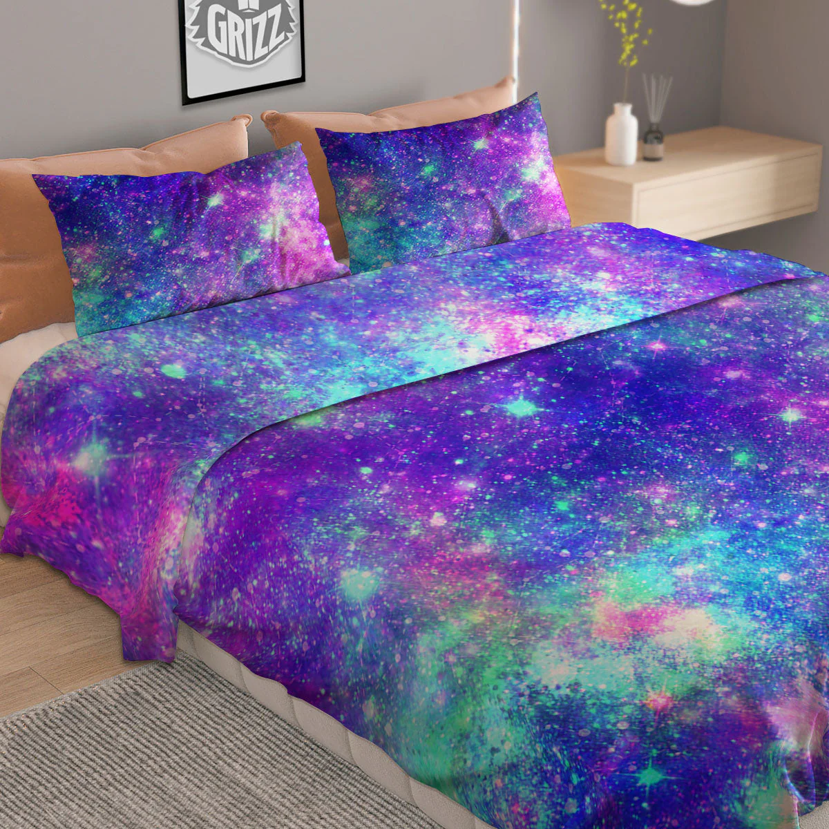 Galaxy Space Abstract Colorful Print Duvet Cover Bedding Set - Image 2