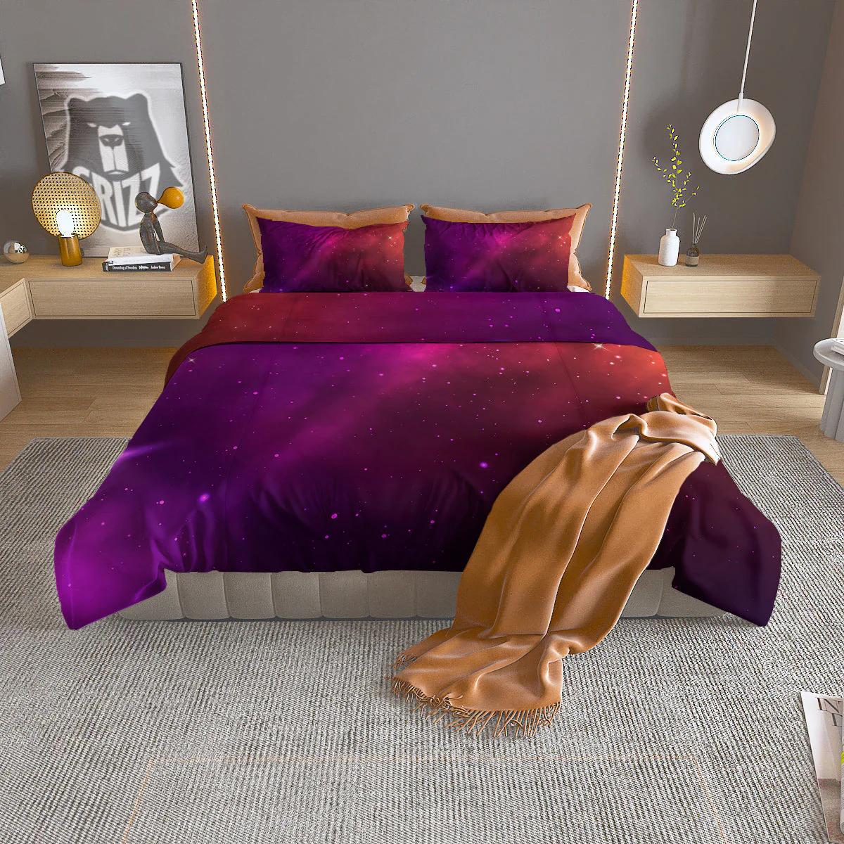Galaxy Space Colorful Stardust Print Duvet Cover Bedding Set