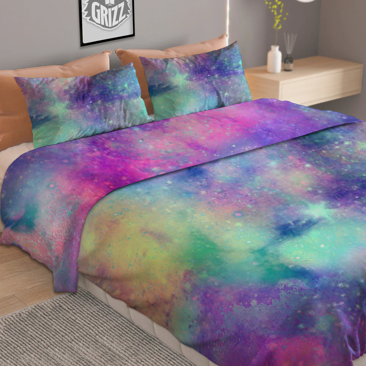 Galaxy Space Colorful Universe Print Duvet Cover Bedding Set - Image 2