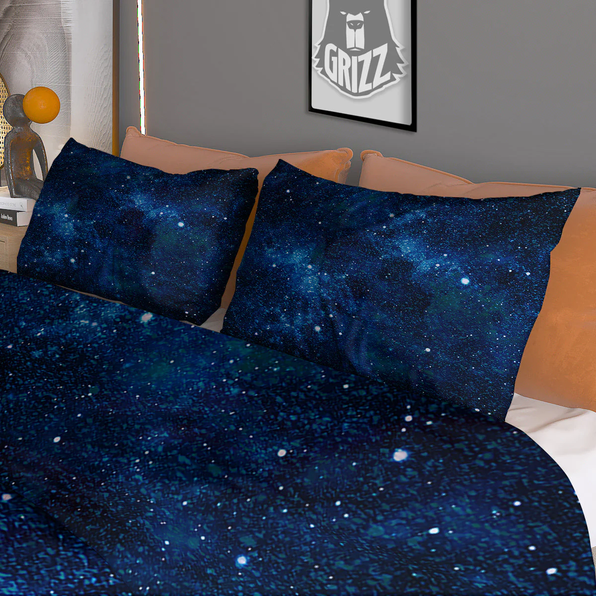 Galaxy Space Dark Blue Print Duvet Cover Bedding Set - Image 3