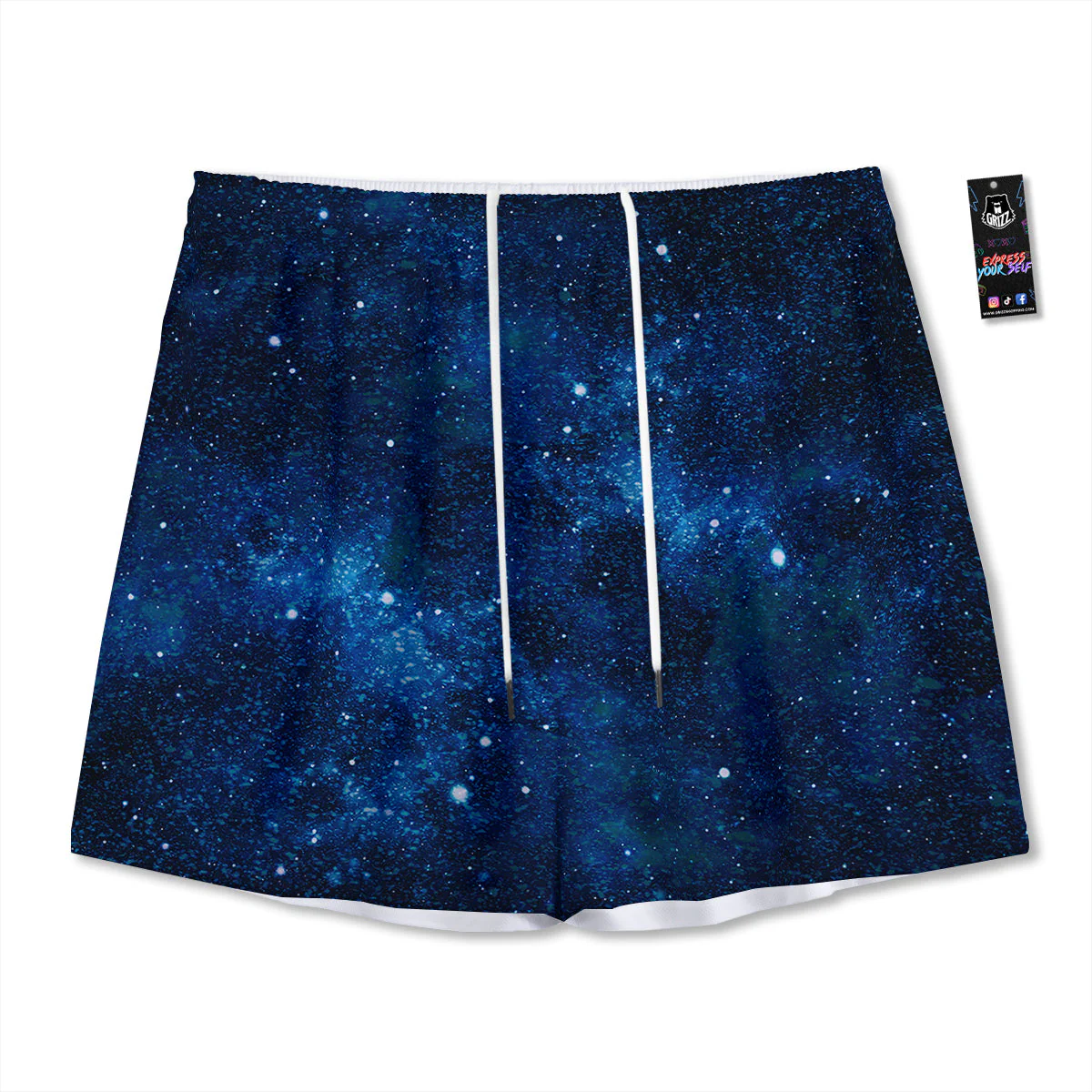 Galaxy Space Dark Blue Print Mesh Shorts