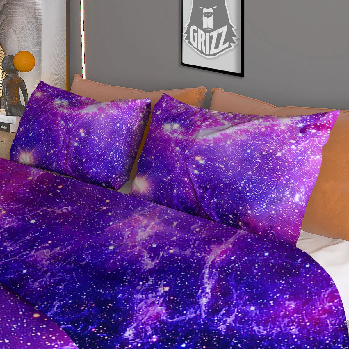 Galaxy Space Dark Purple Universe Print Duvet Cover Bedding Set - Image 3