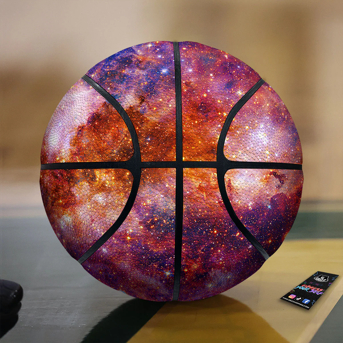 Galaxy Space Fiery Nebula Universe Print Basketball