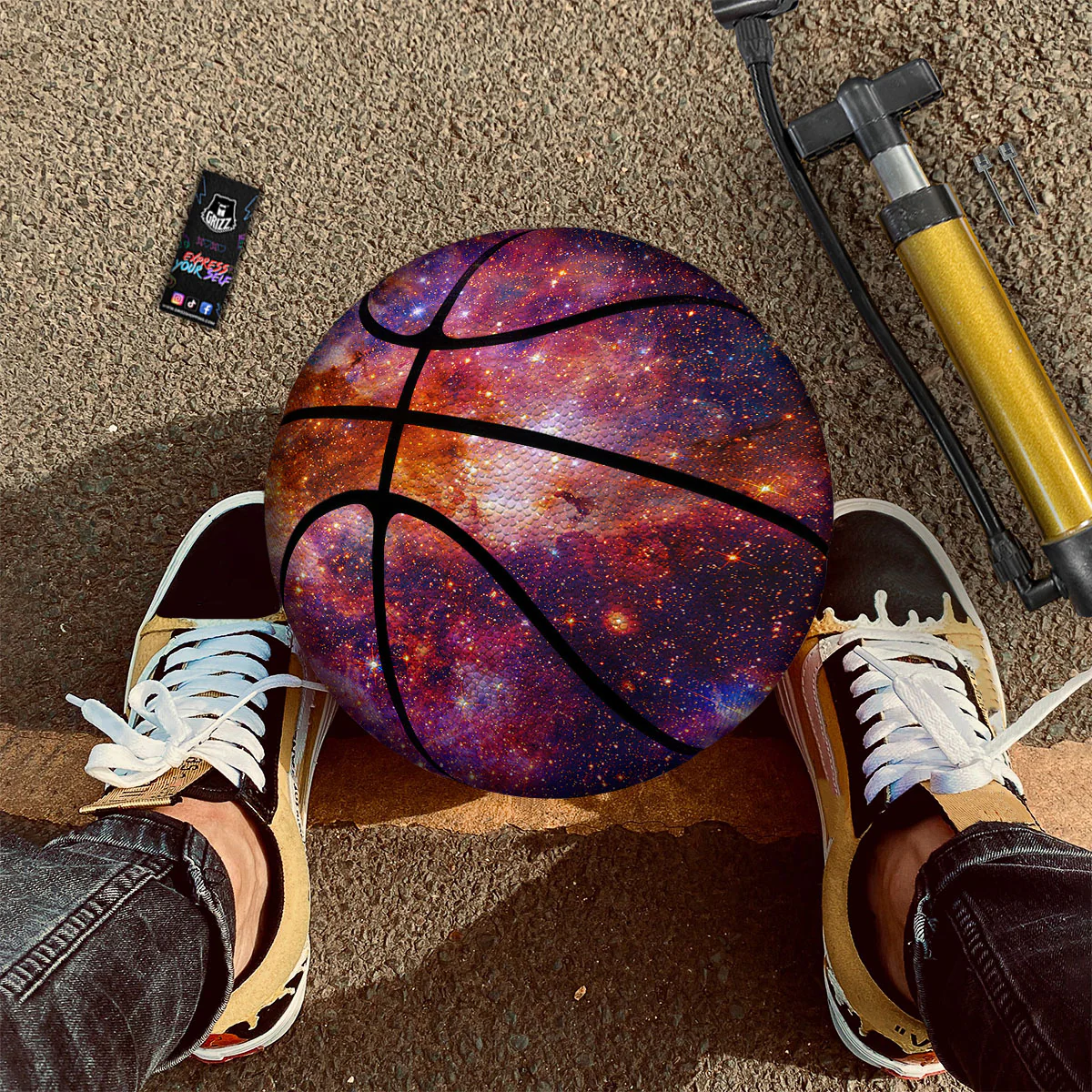 Galaxy Space Fiery Nebula Universe Print Basketball - Image 2