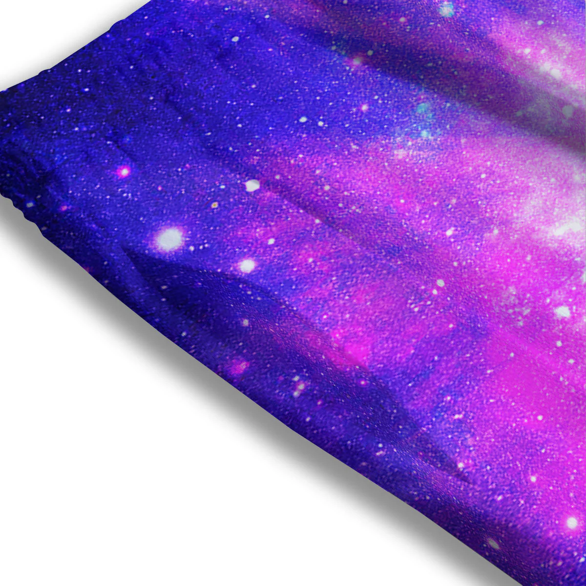 Galaxy Space Purple Bursting Print Mesh Shorts - Image 3