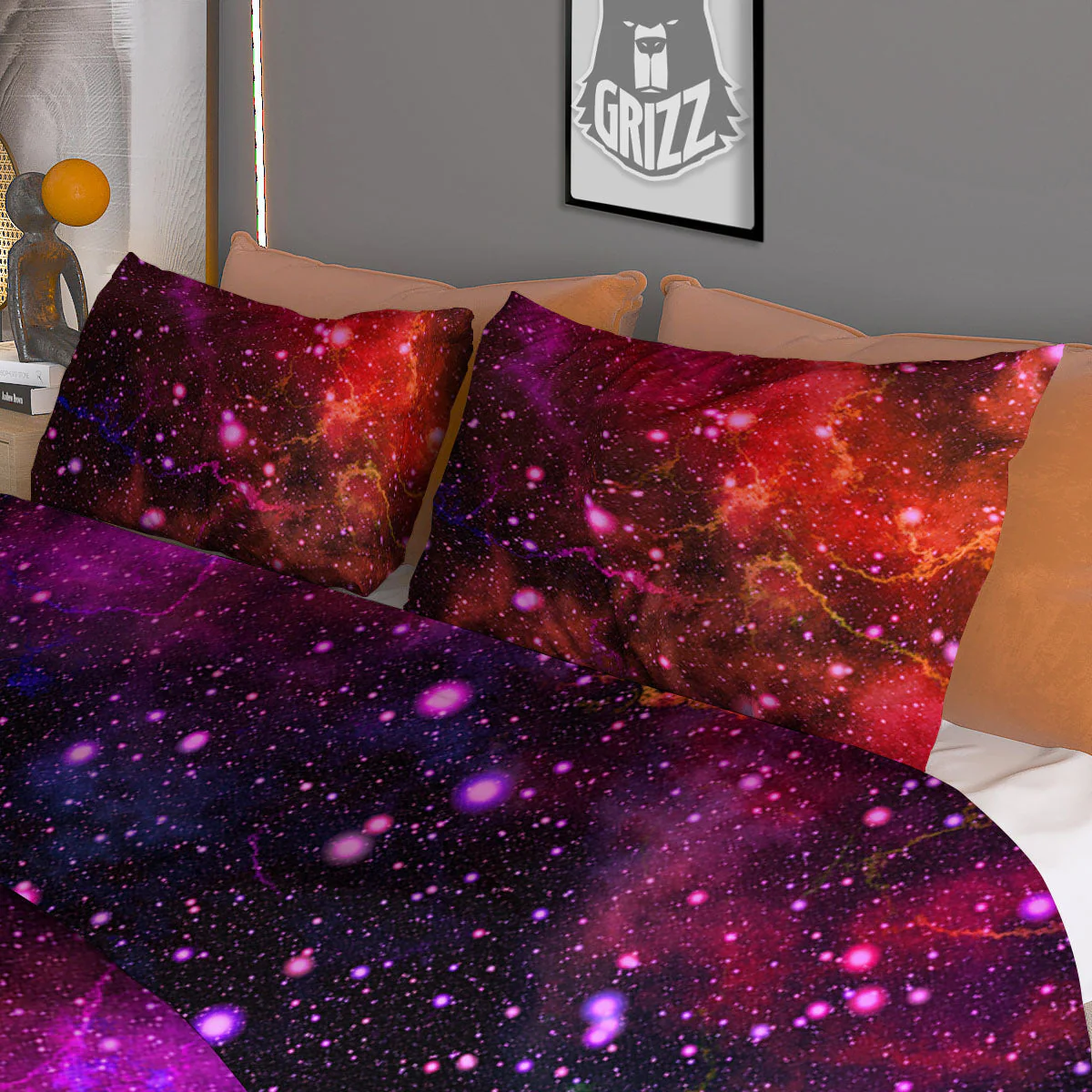 Galaxy Space Purple Dark Print Duvet Cover Bedding Set - Image 3