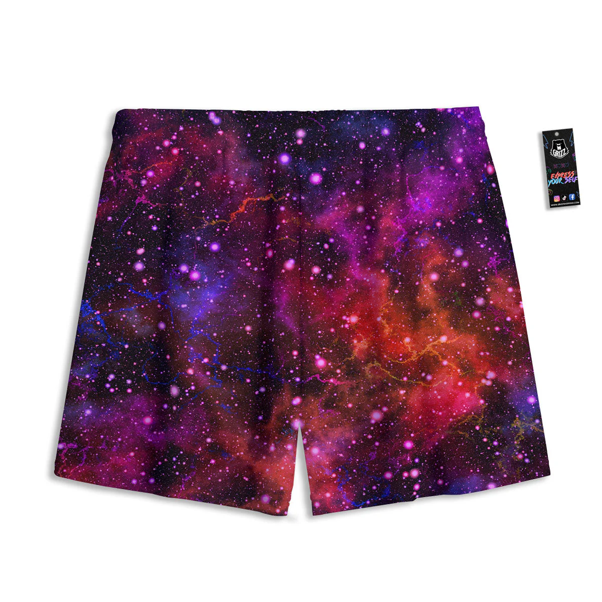 Galaxy Space Purple Dark Print Mesh Shorts - Image 2