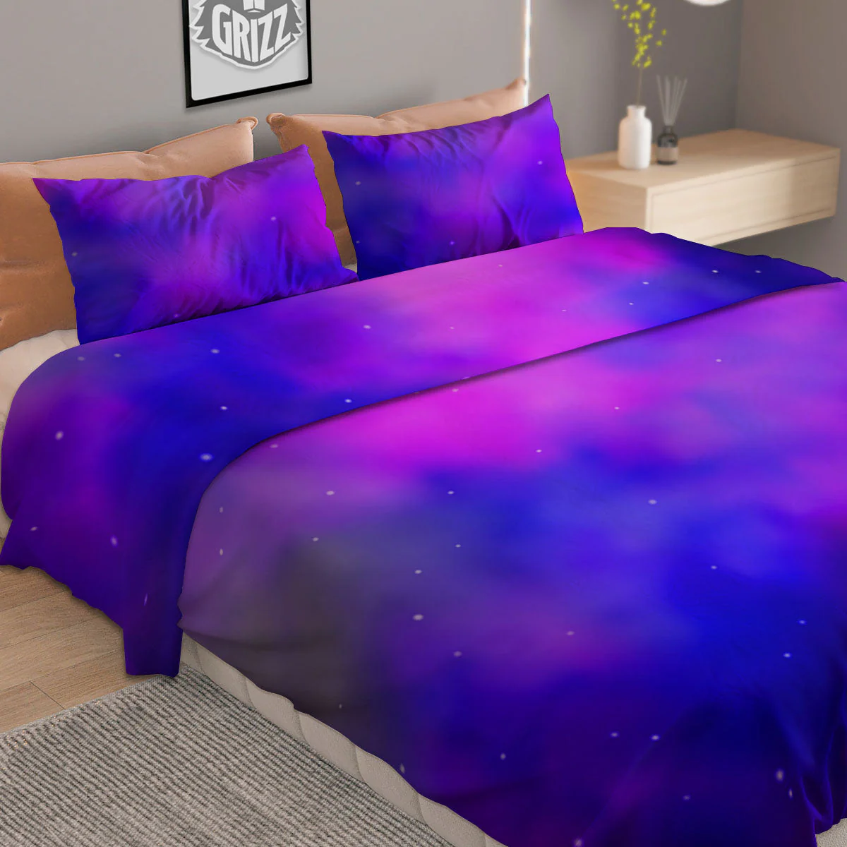 Galaxy Space Purple Nebula Cloud Print Duvet Cover Bedding Set - Image 2