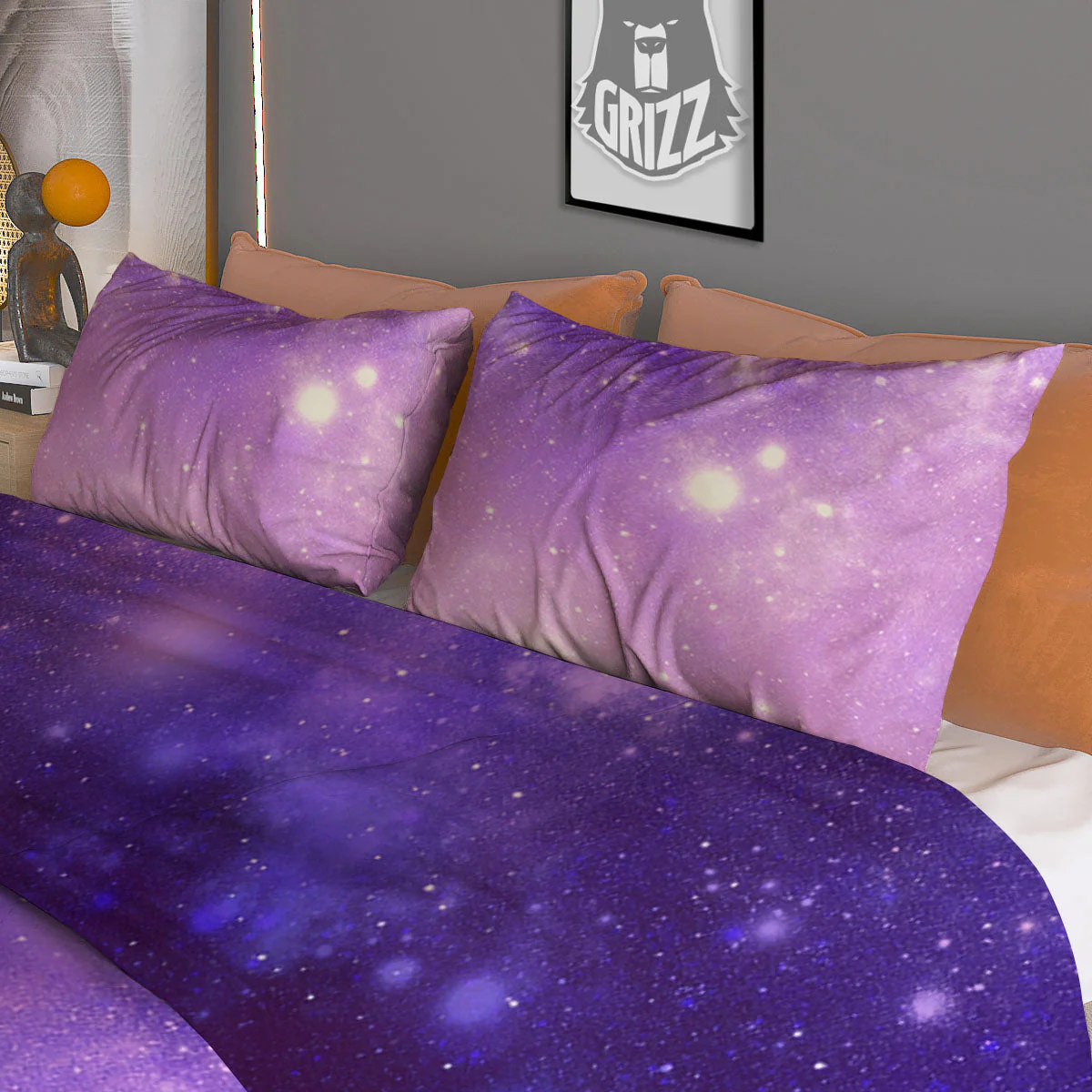 Galaxy Space Purple Stardust Cloud Print Duvet Cover Bedding Set - Image 3