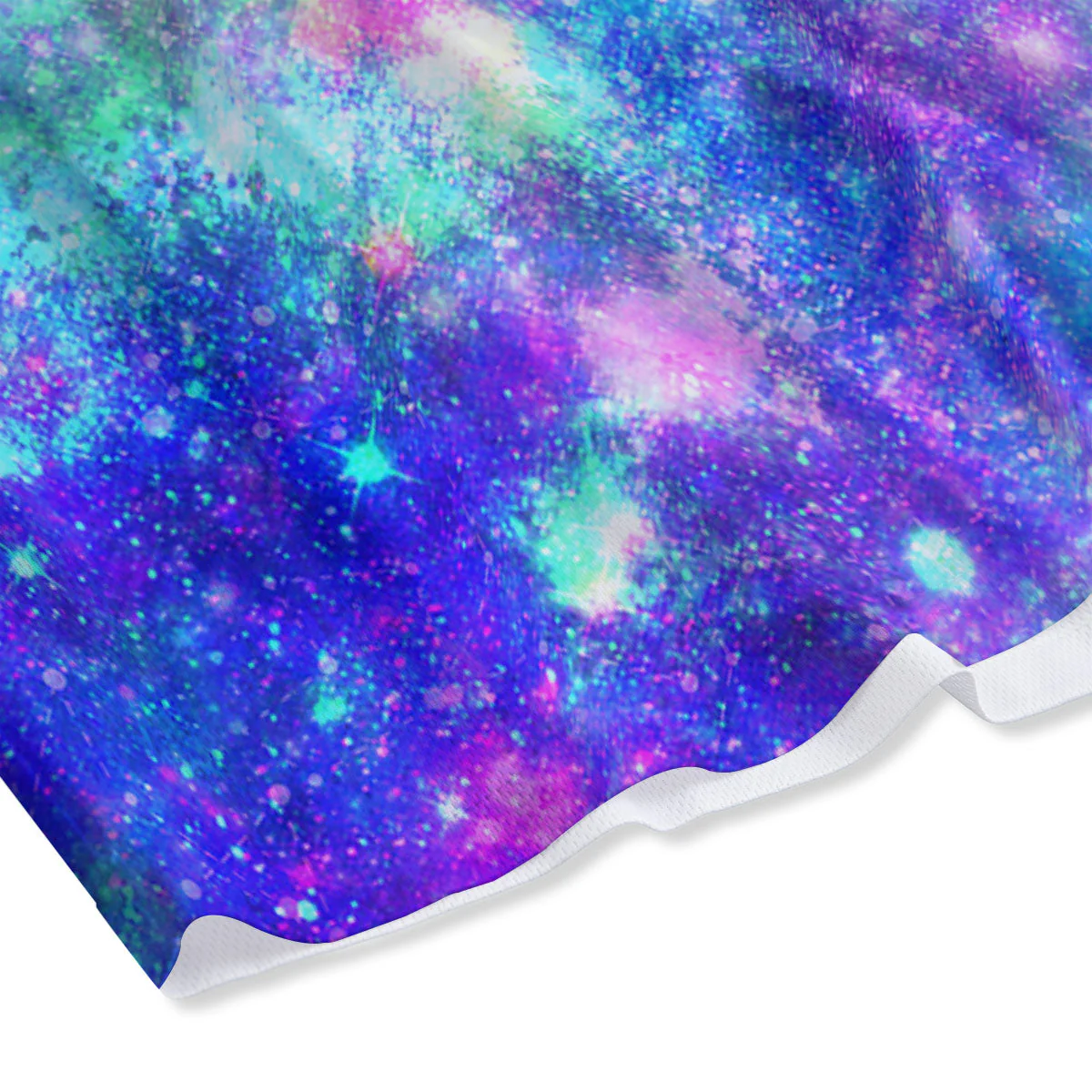 Galaxy Space Purple Turquoise Print Mesh Shorts - Image 4