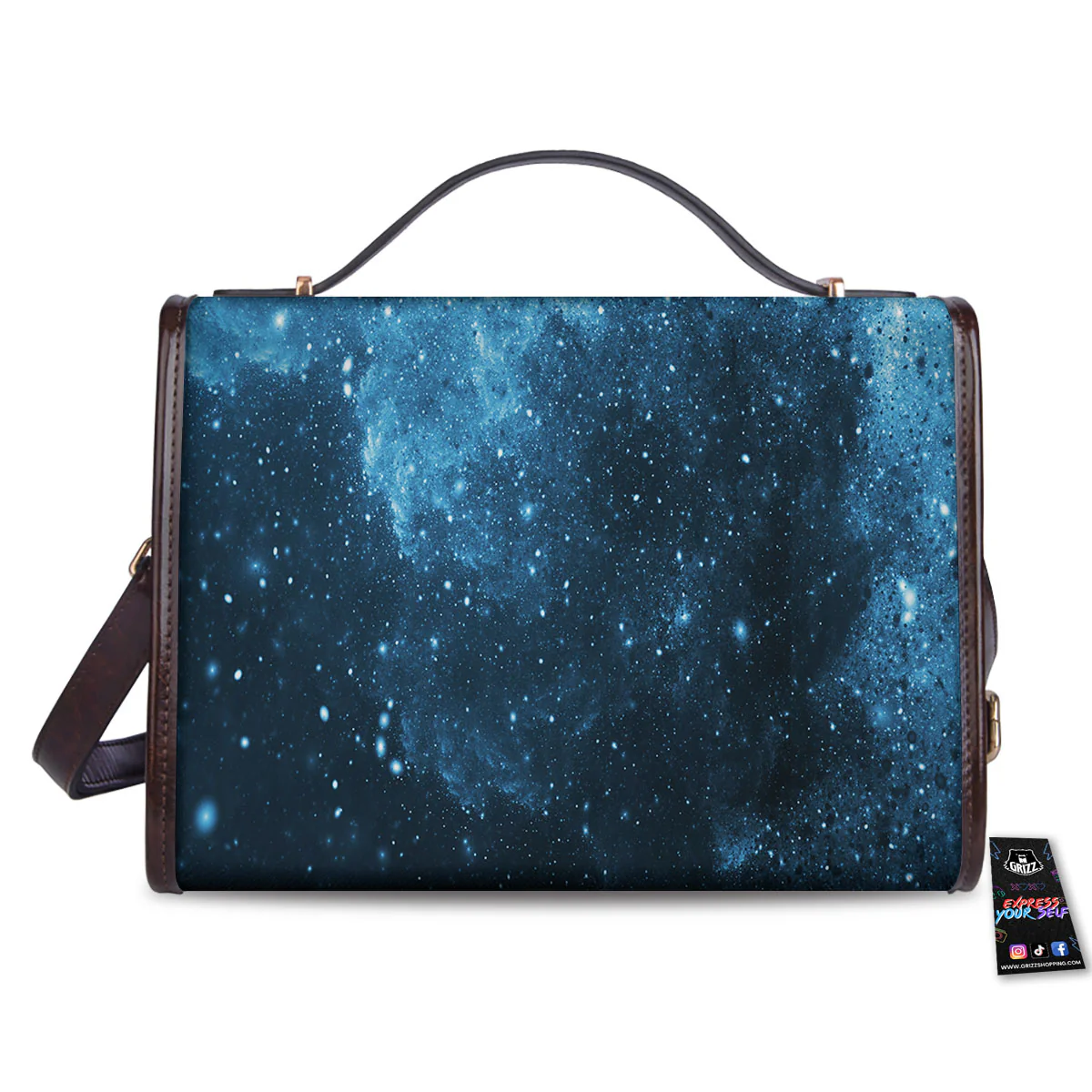 Galaxy Space White Cloud Print Women's Satchel Bag - Image 2