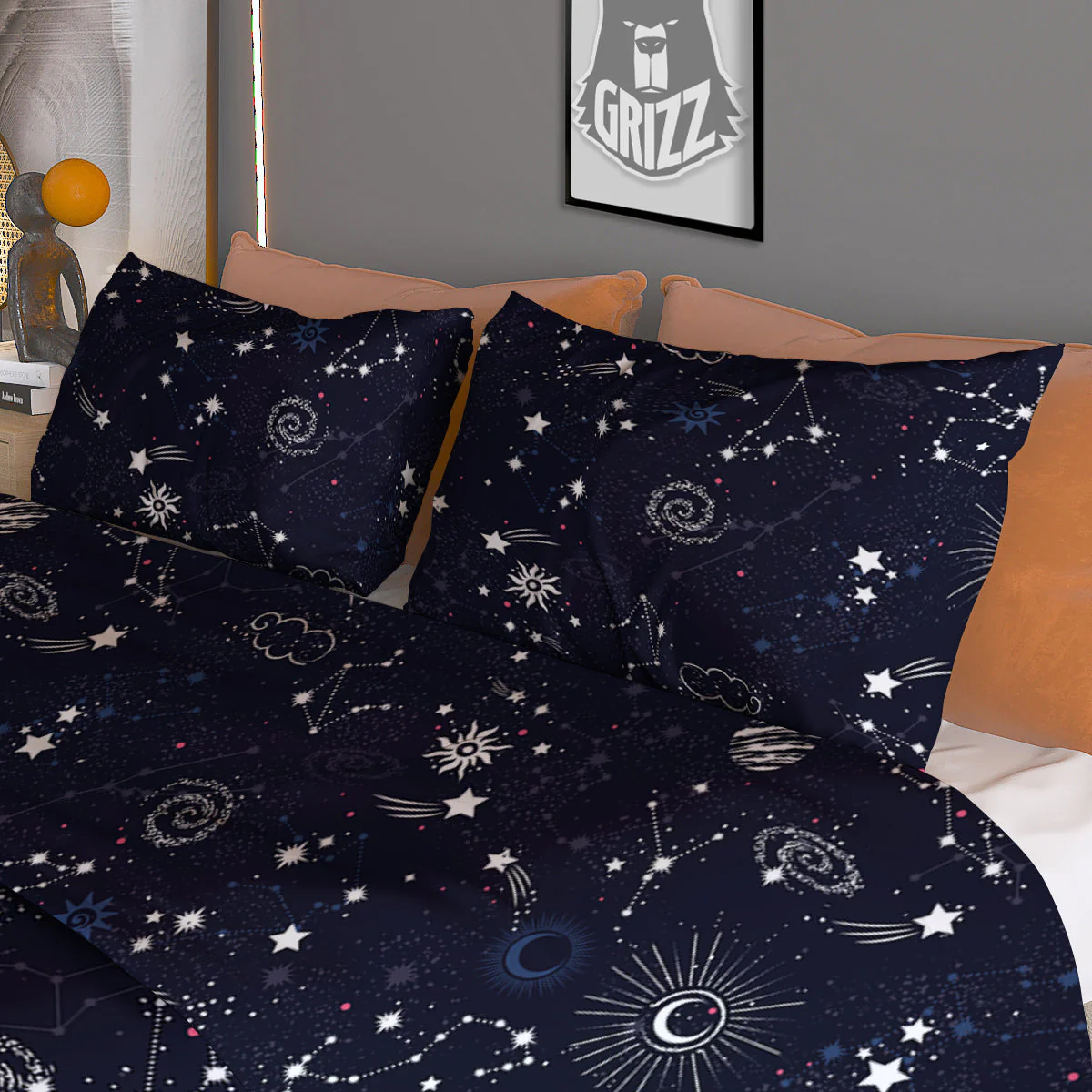Galaxy Space Zodiac Star Signs Print Duvet Cover Bedding Set - Image 3