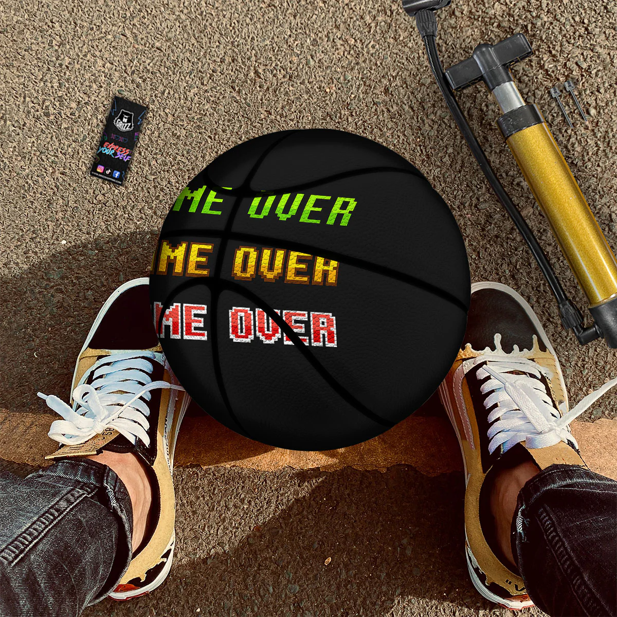 Game Over 8-Bit Print Basketball - Image 2