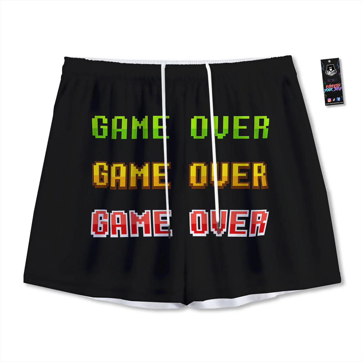 Game Over 8-Bit Print Mesh Shorts