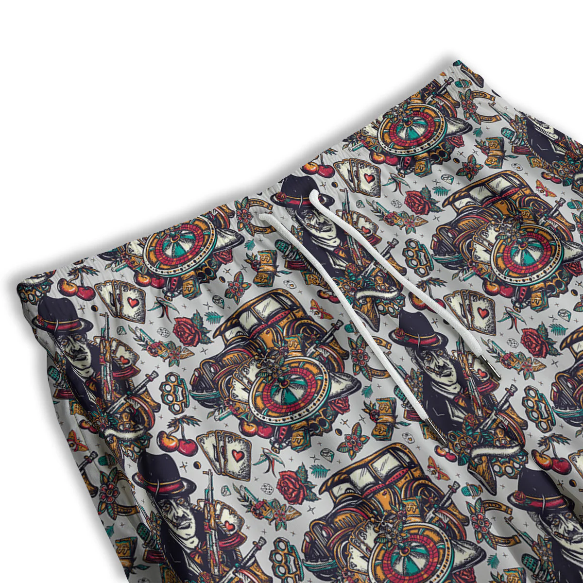 Gangsters And Criminal Tattoo Print Pattern Men's Athletic Shorts - Image 3