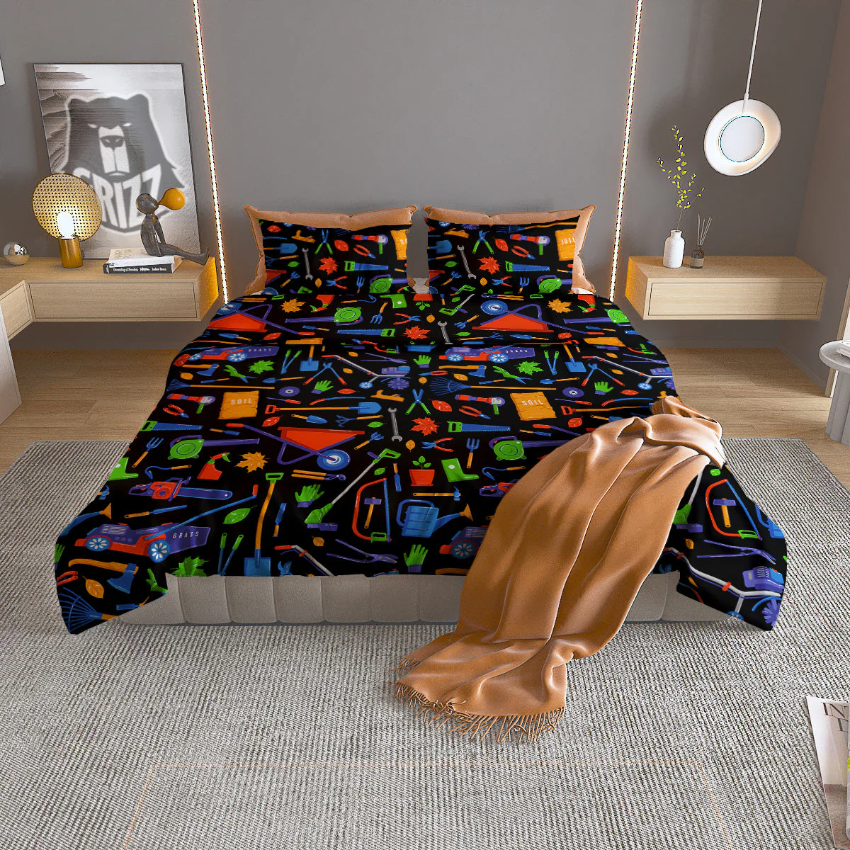 Garden Tools Print Pattern Duvet Cover Bedding Set
