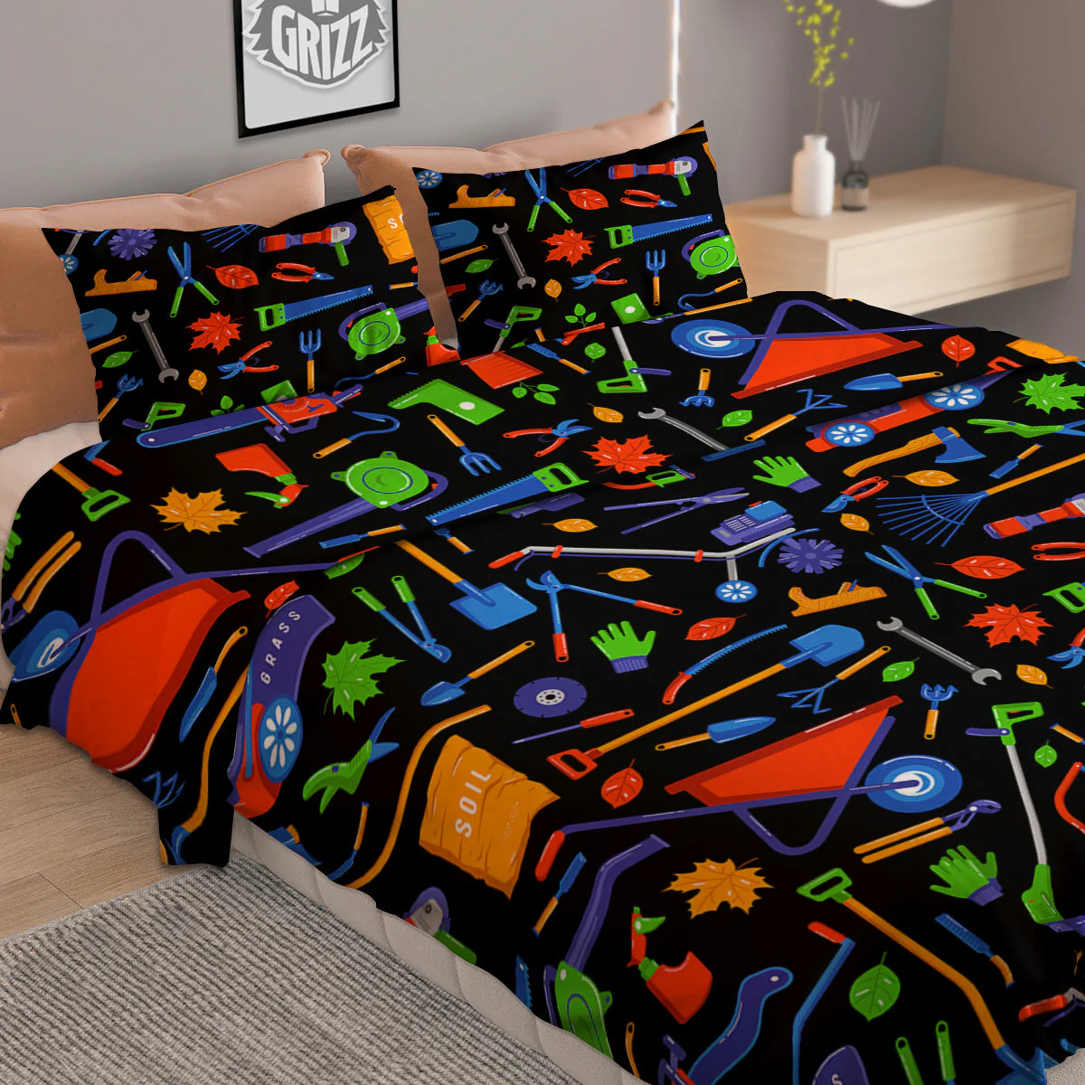 Garden Tools Print Pattern Duvet Cover Bedding Set - Image 2