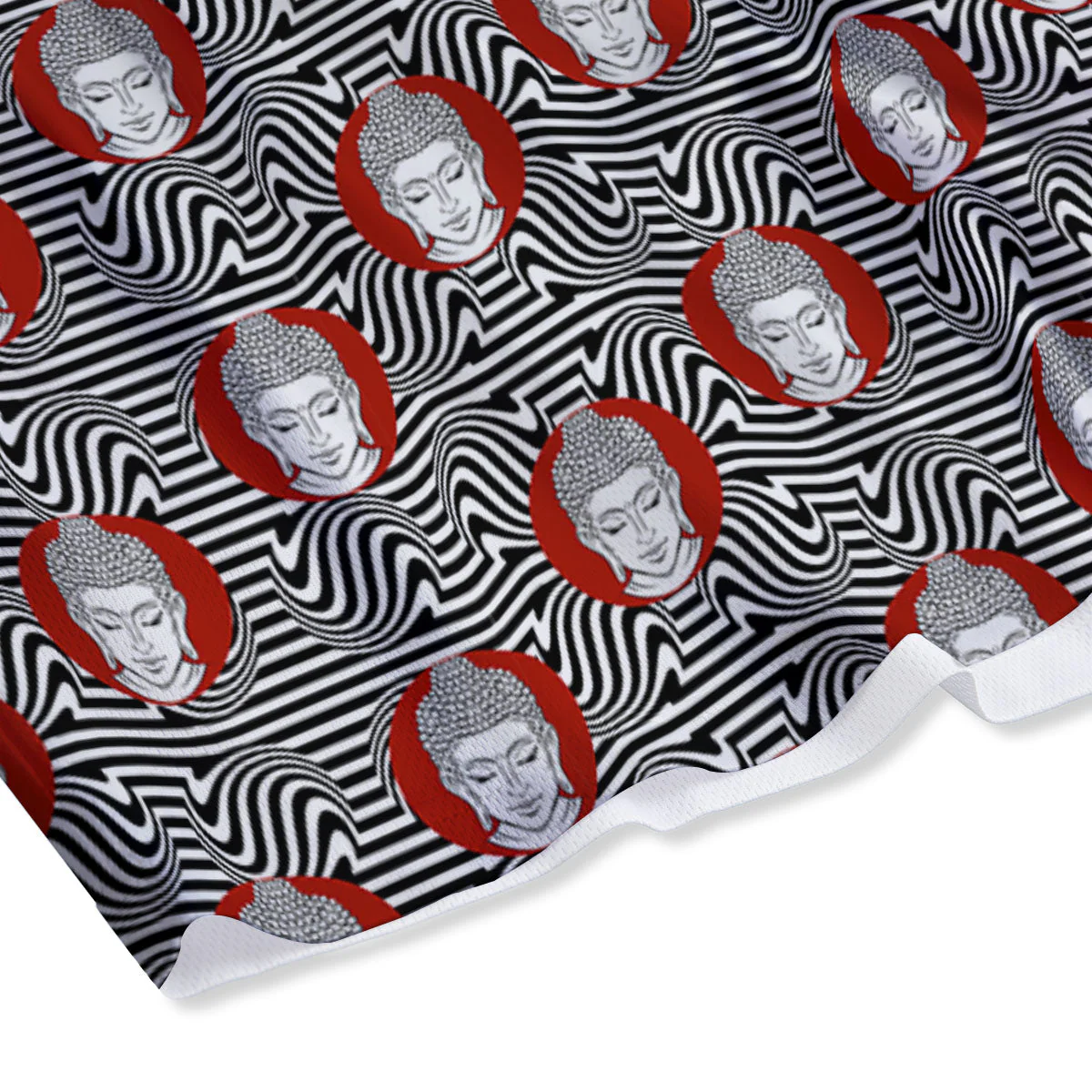 Gautama Buddha Print Pattern Mesh Shorts - Image 4