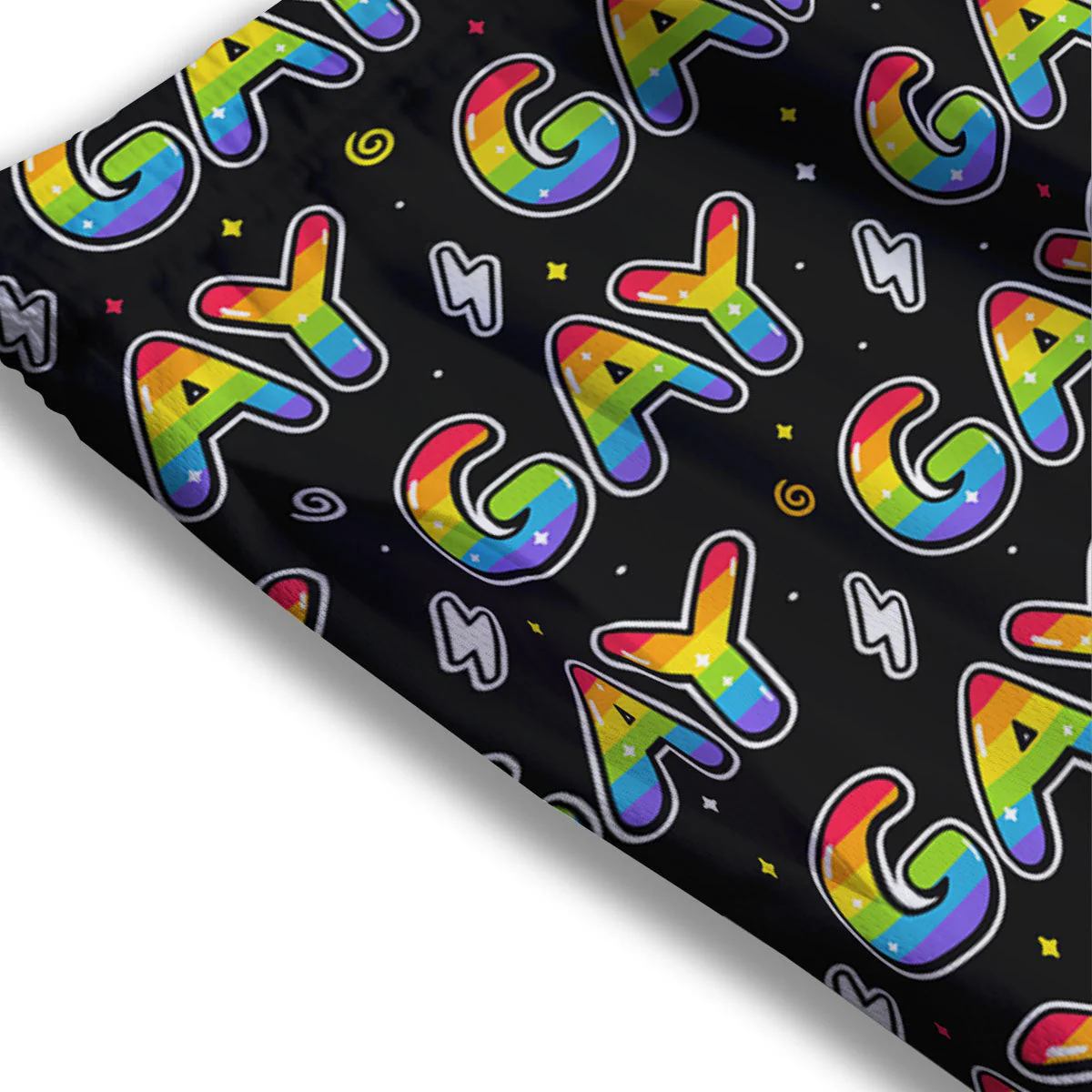 Gay Pride Rainbow Print Pattern Mesh Shorts - Image 3