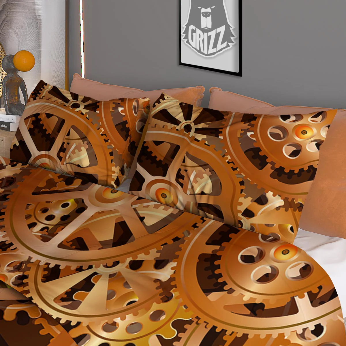 Gears And Steampunk Cogs Print Duvet Cover Bedding Set - Image 3