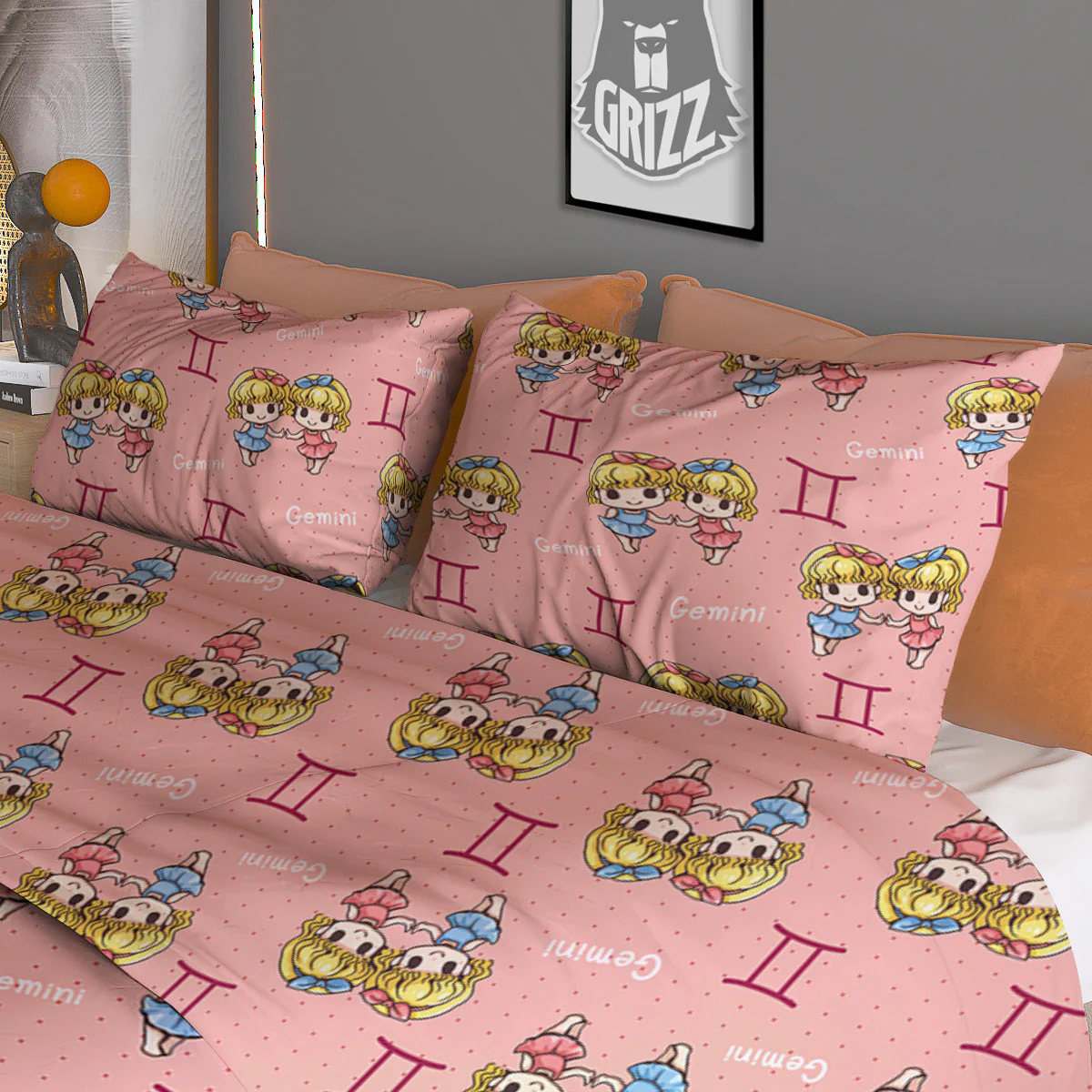 Gemini Cute Cartoon Print Pattern Duvet Cover Bedding Set - Image 3