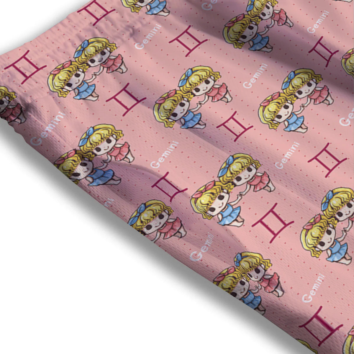 Gemini Cute Cartoon Print Pattern Mesh Shorts - Image 3