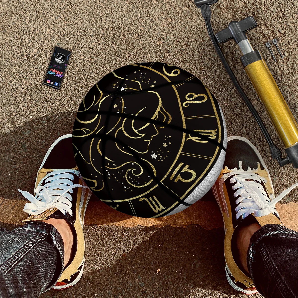 Gemini Sign Black And Gold Print Basketball - Image 2